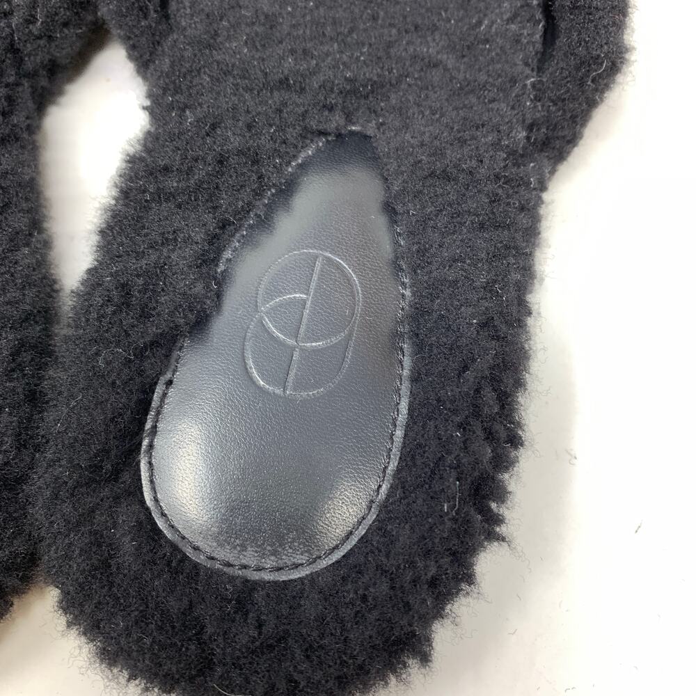 Porte & Paire Shearling Slippers Womens Size 37 US 7 Black Leather Lining + Sole - Picture 5 of 8